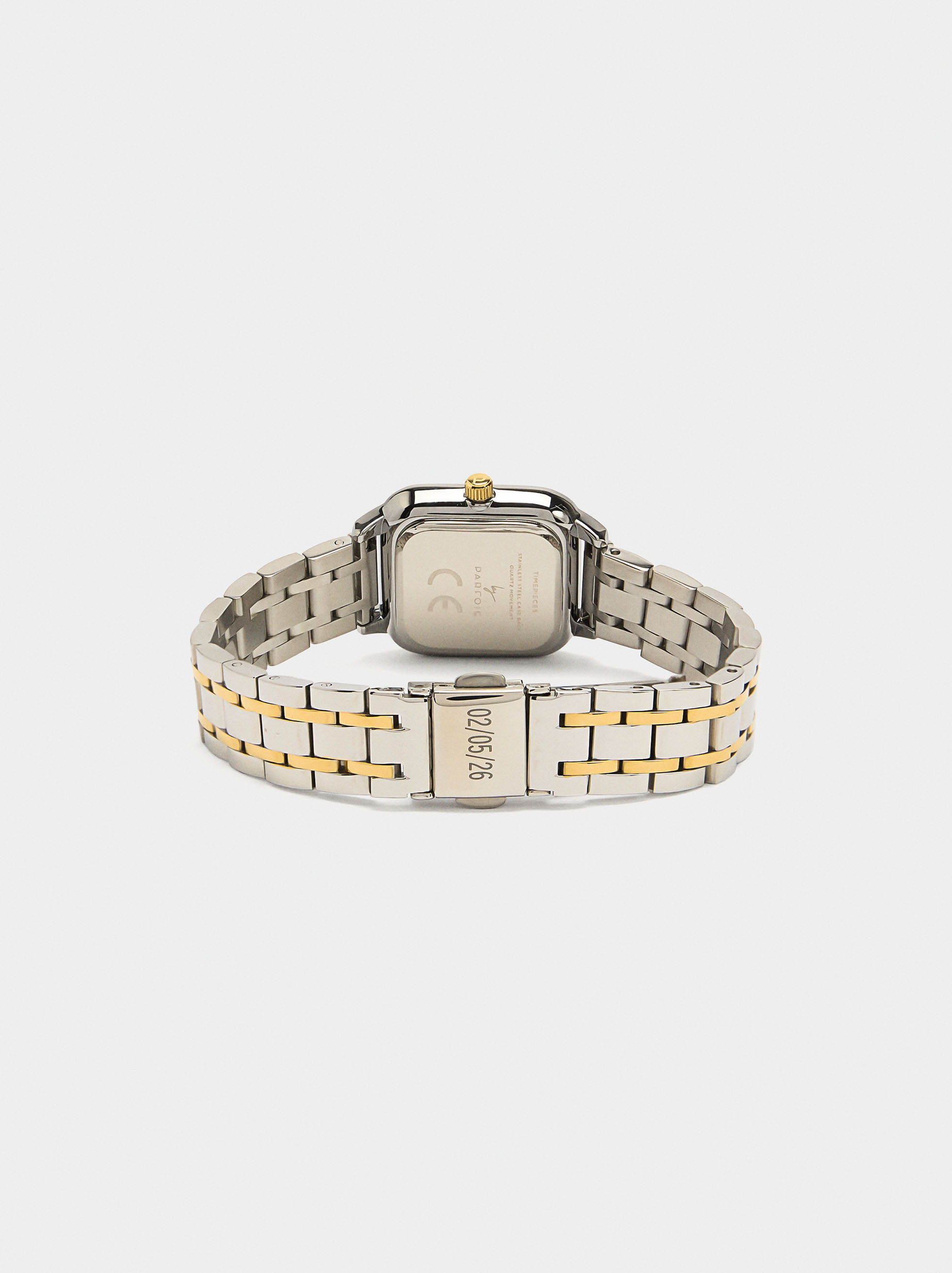 Quadratisches Zweifarb-Armbanduhr aus Stahl
