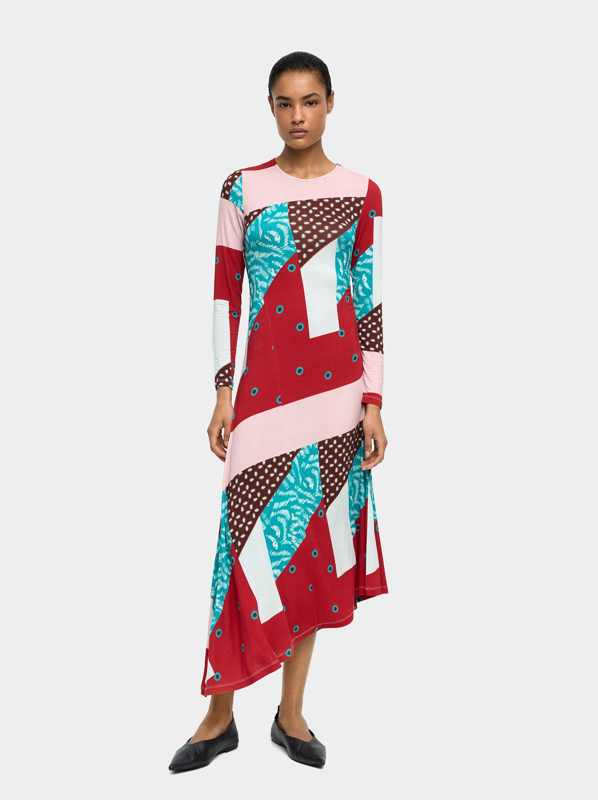 Asymmetrisches bedrucktes Kleid