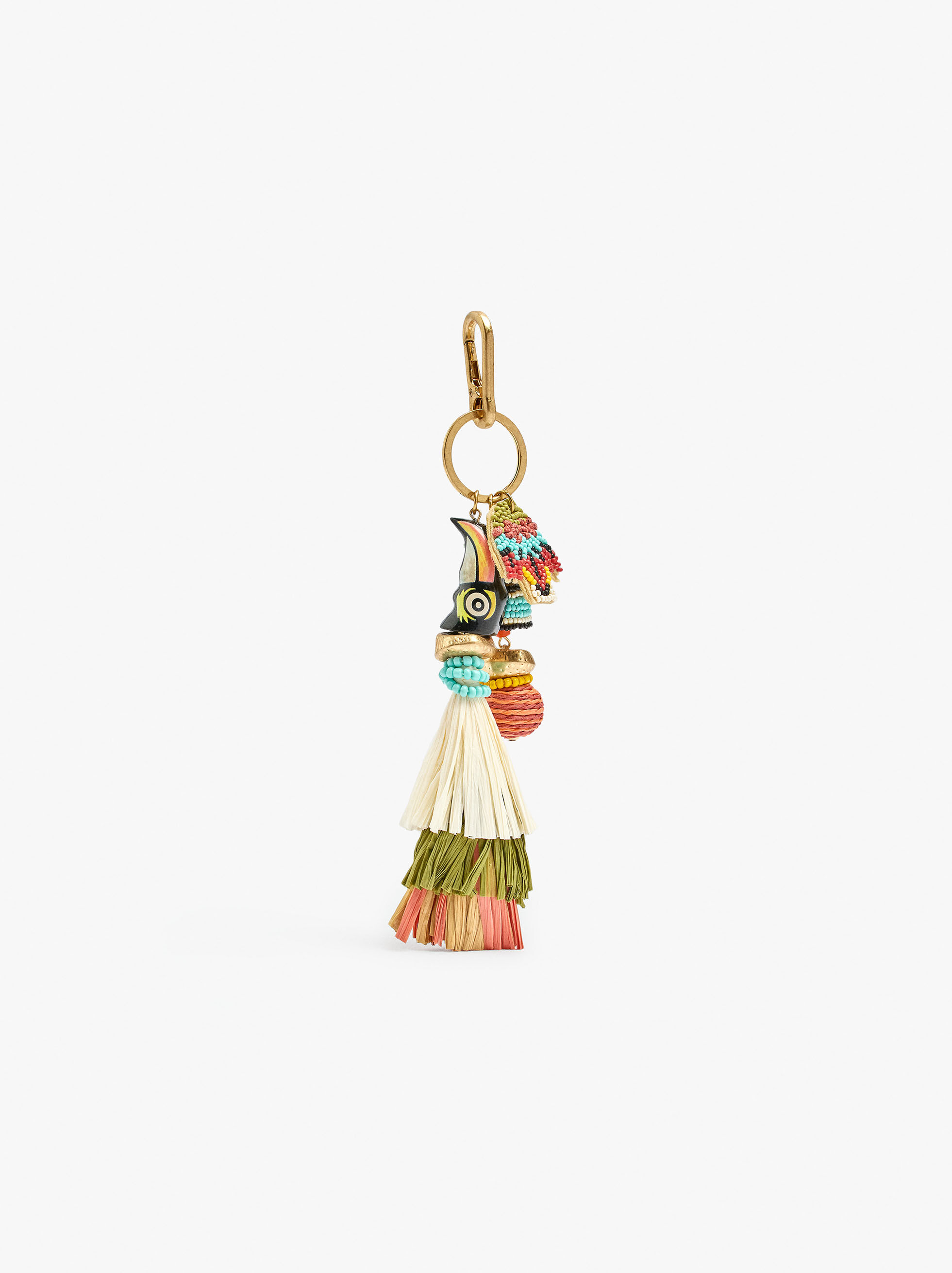 Schlüsselanhänger Charm Vogel mit Perlen