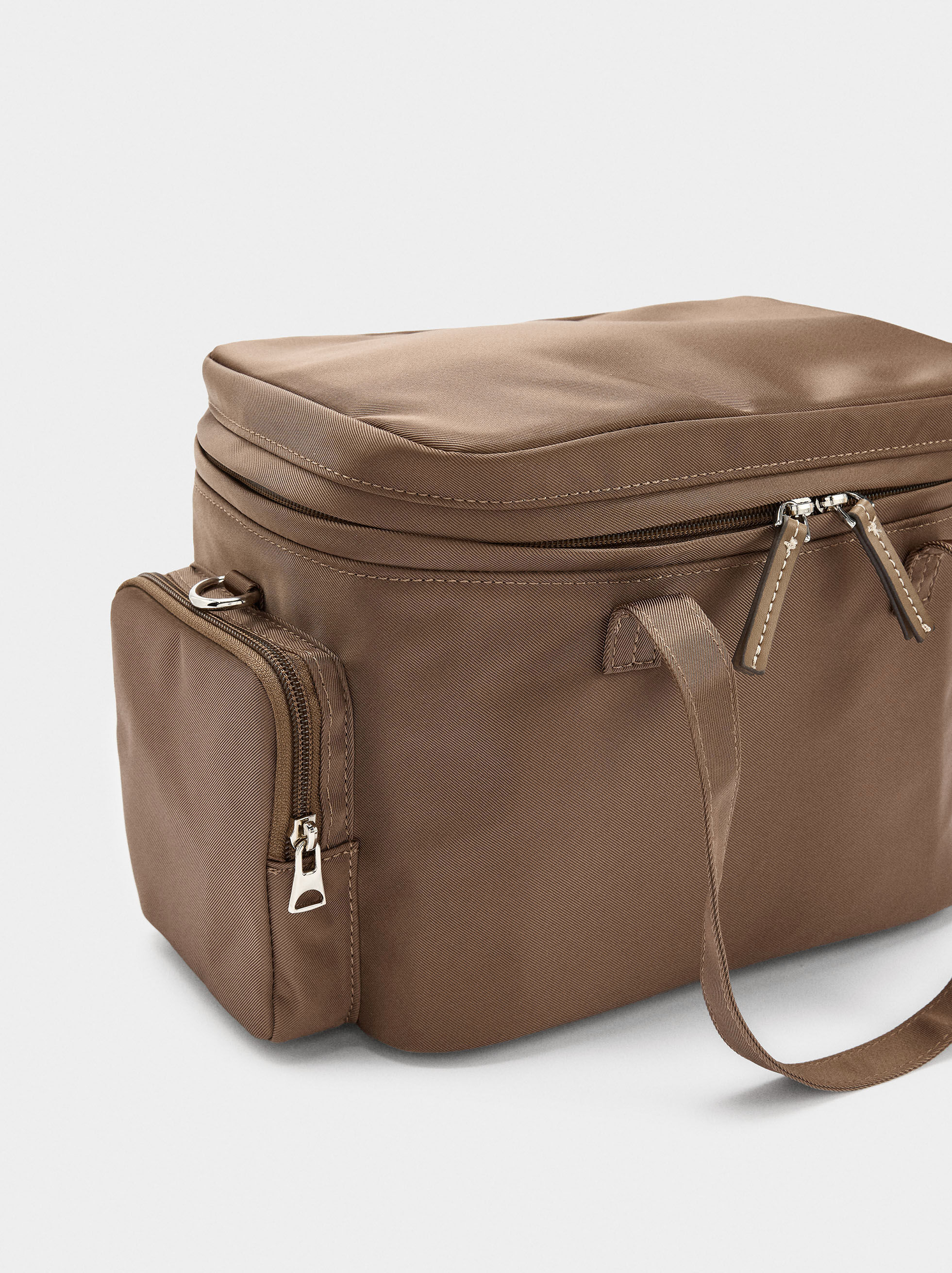 Einfarbige Nylon-Schultertasche
