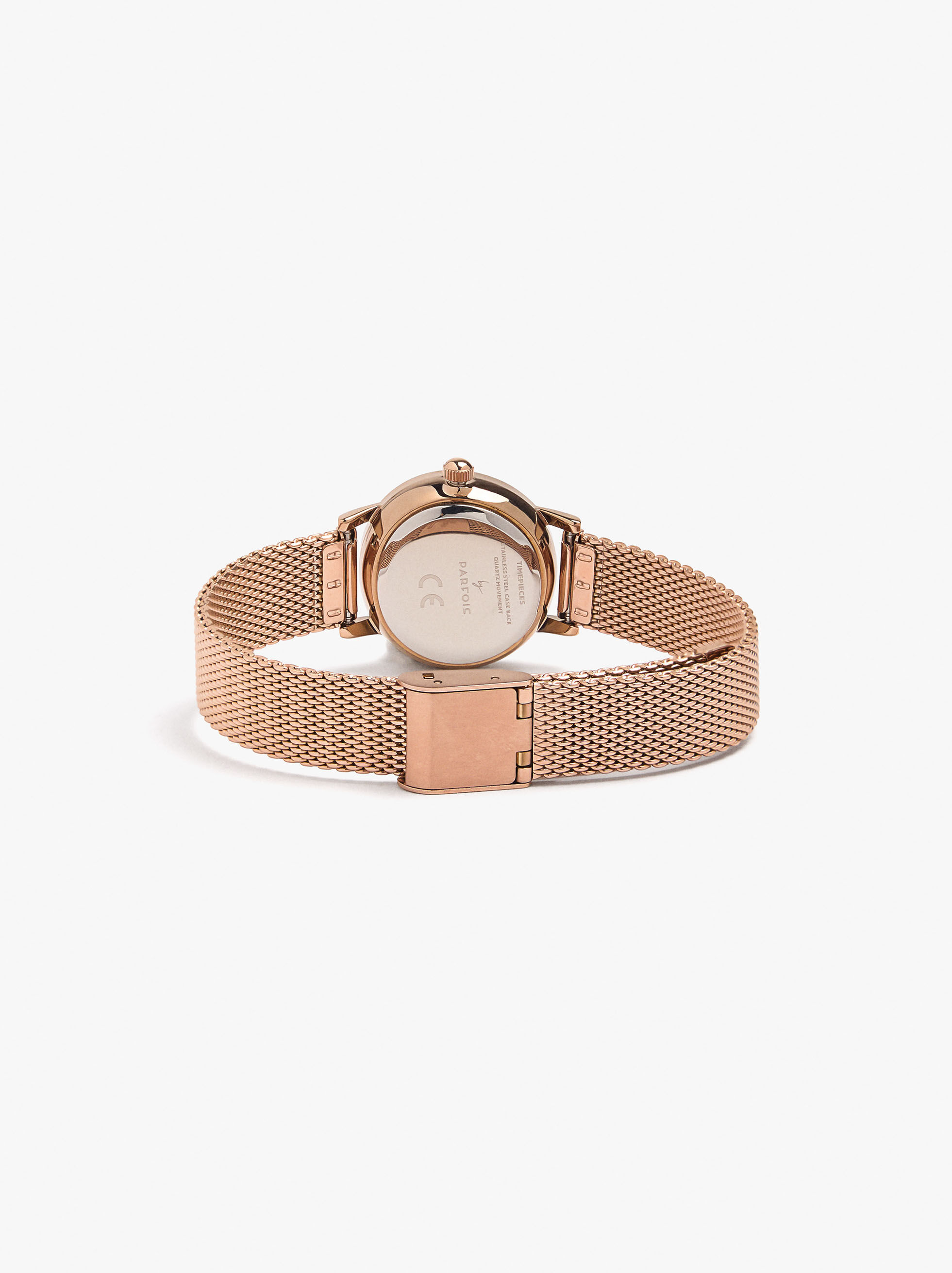 Uhr mit Kristallen und Metallarmband aus Edelstahl