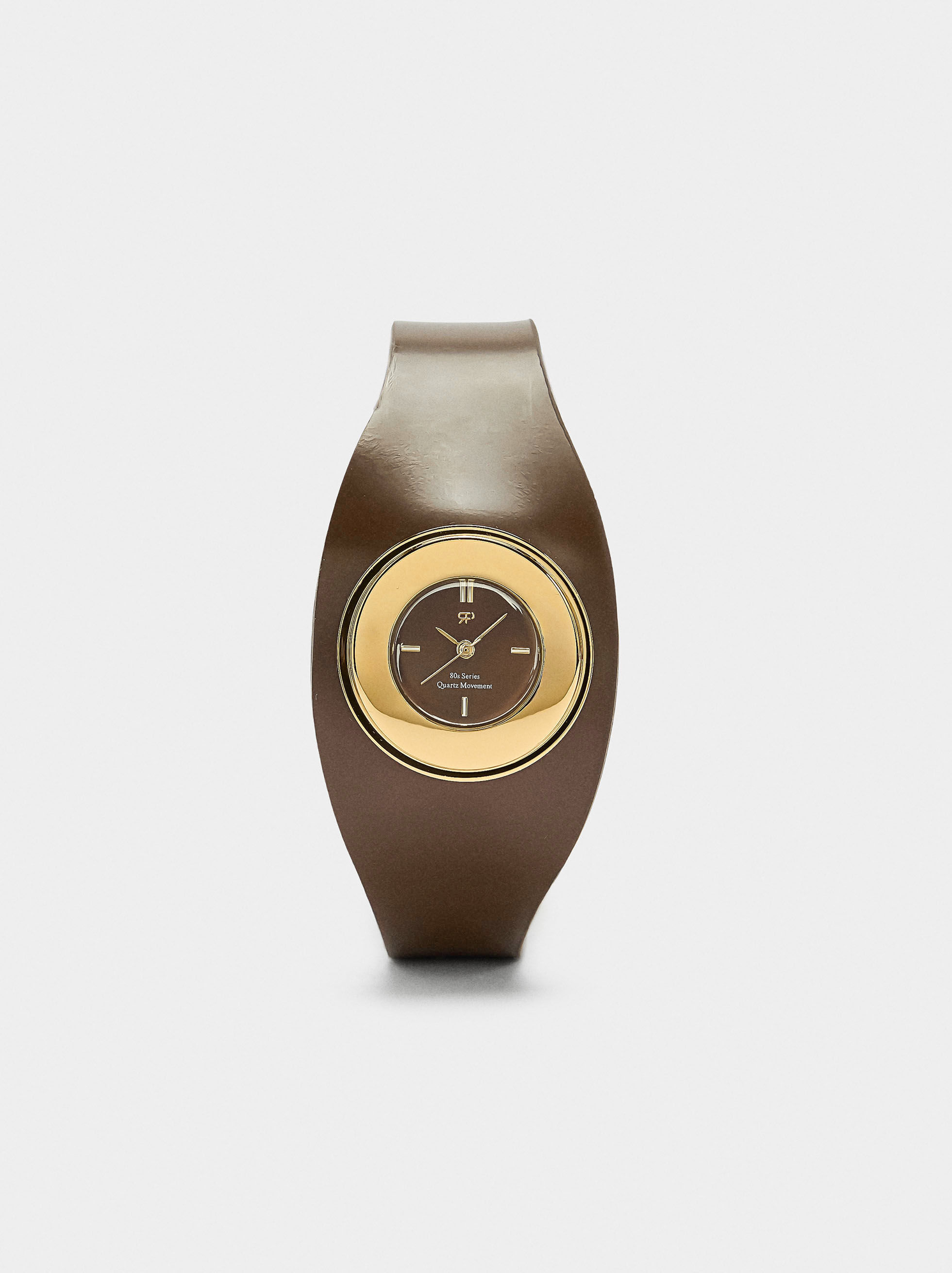 Breite Armbanduhr mit Leder-Optik