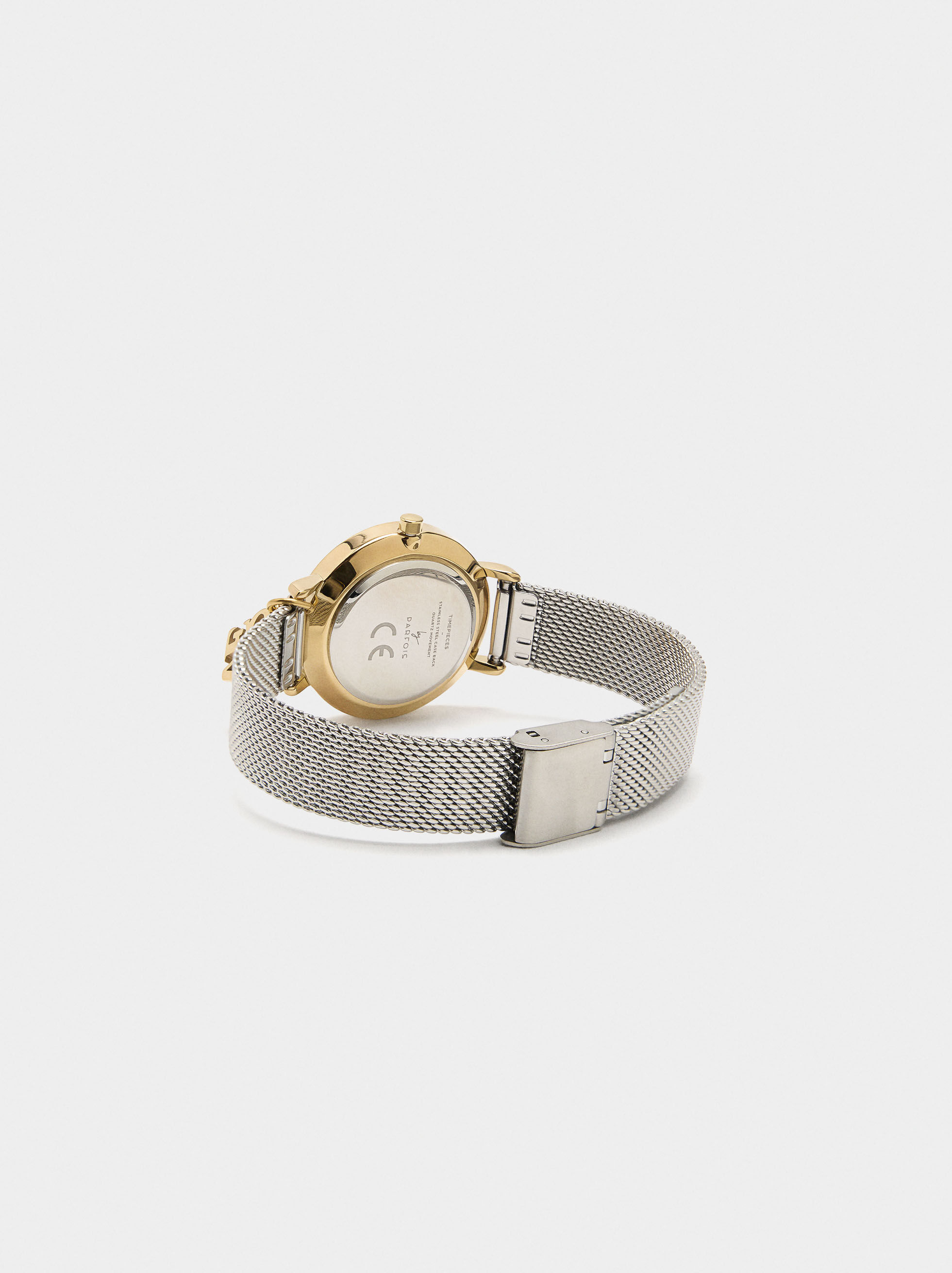 Bicoloruhr mit Metallarmband und Charme