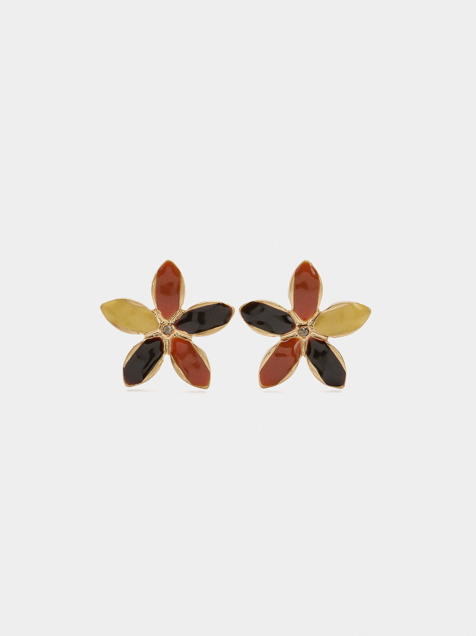 Ohrstecker in Blumenform mit mehrfarbigem Email