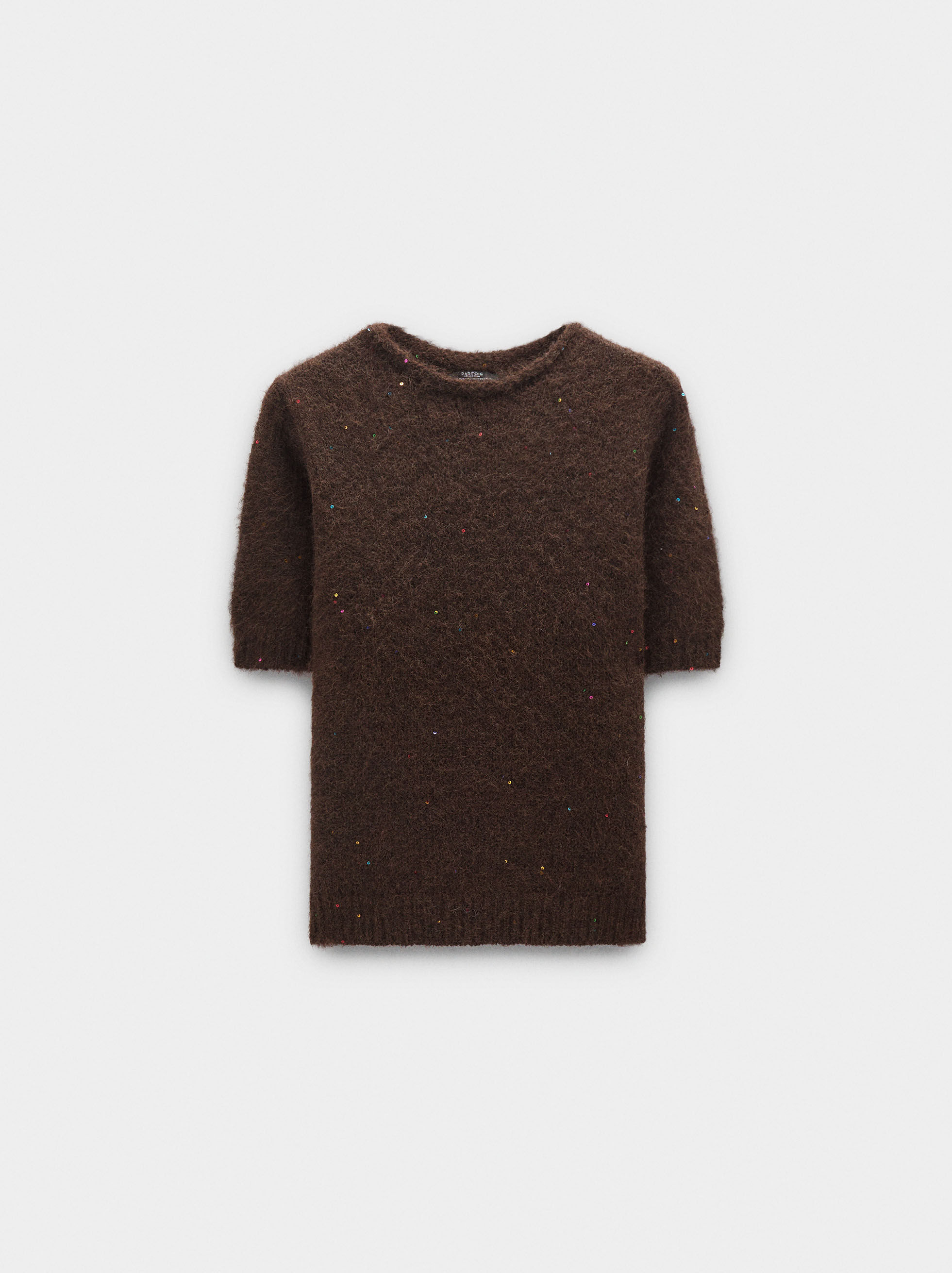 Mesh-T-Shirt mit kurzen Ärmeln und Glitzer-Details