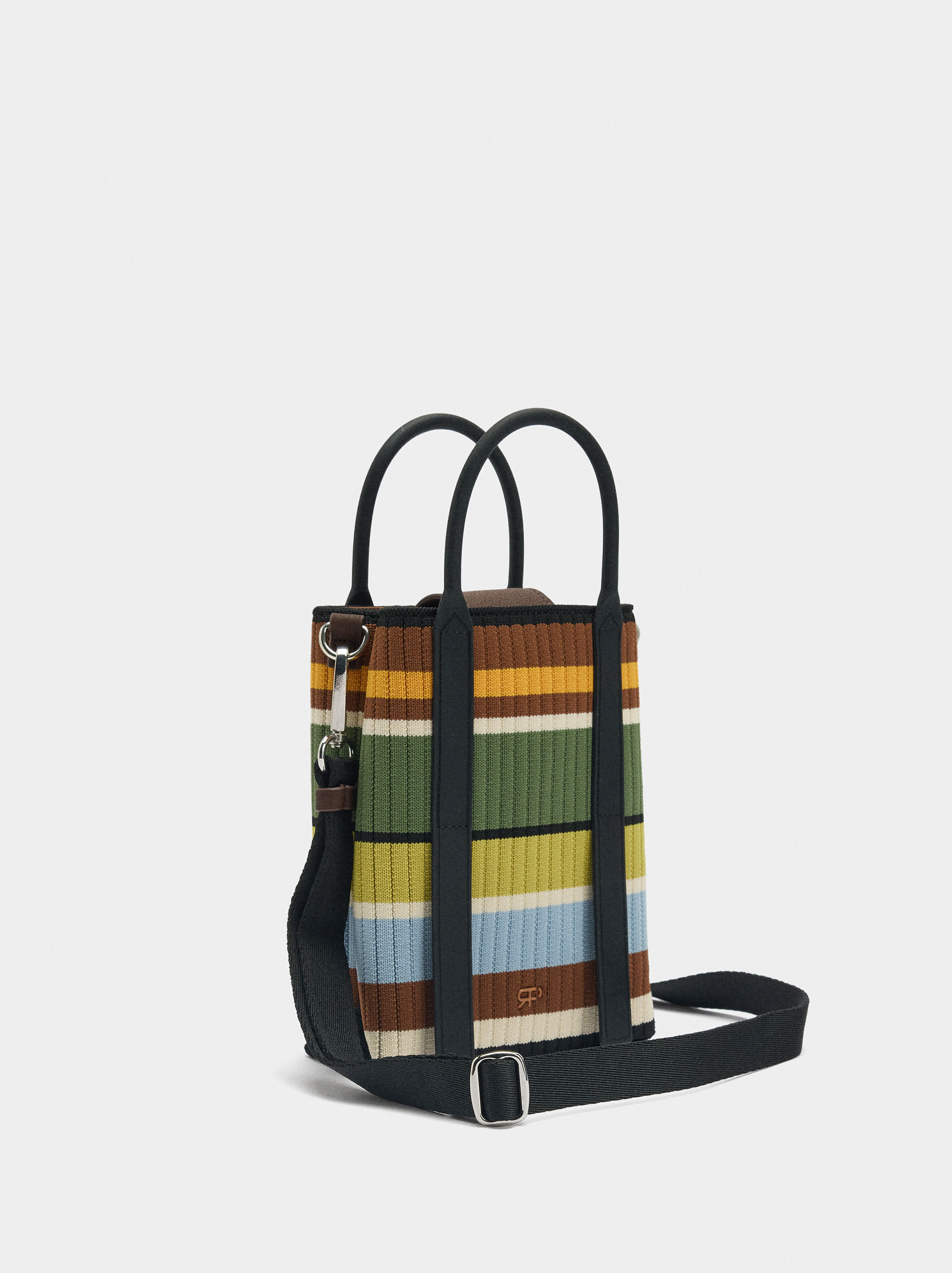 Gestrickte Handy-Tasche mit Streifen