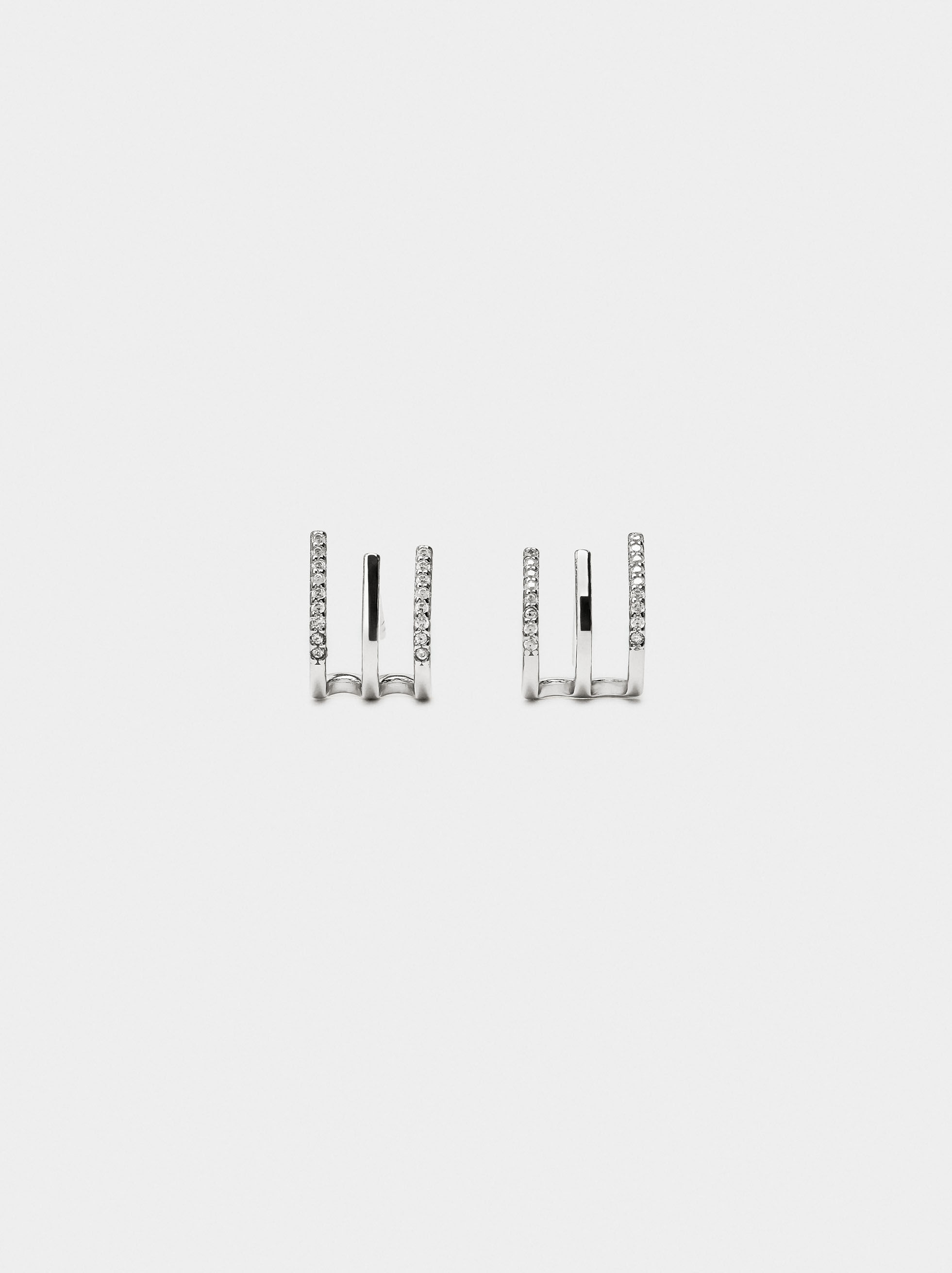 Dreifach zirkonia Ohrringe - 925er Silber