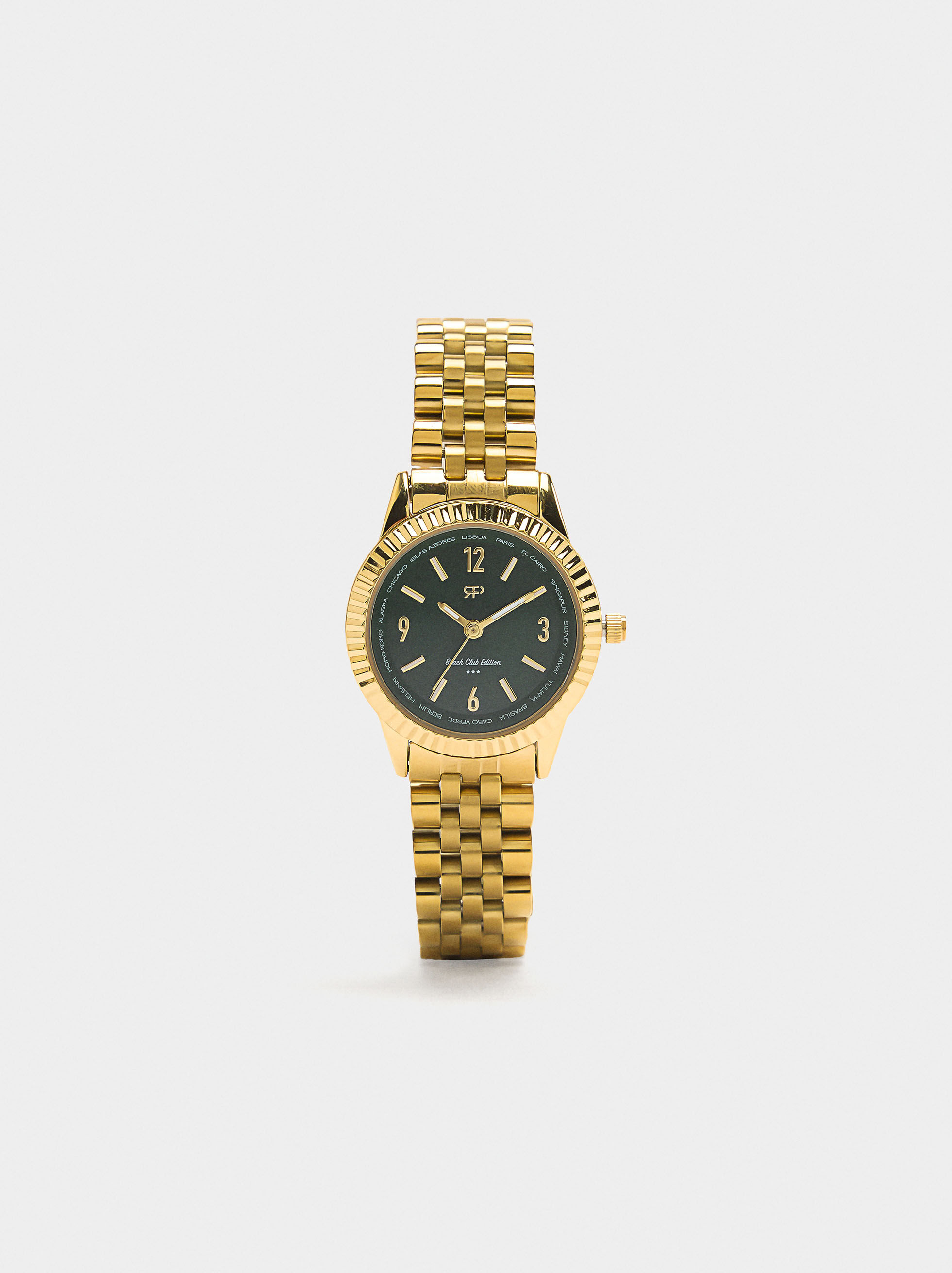Runder Uhr mit Edelstahlarmband