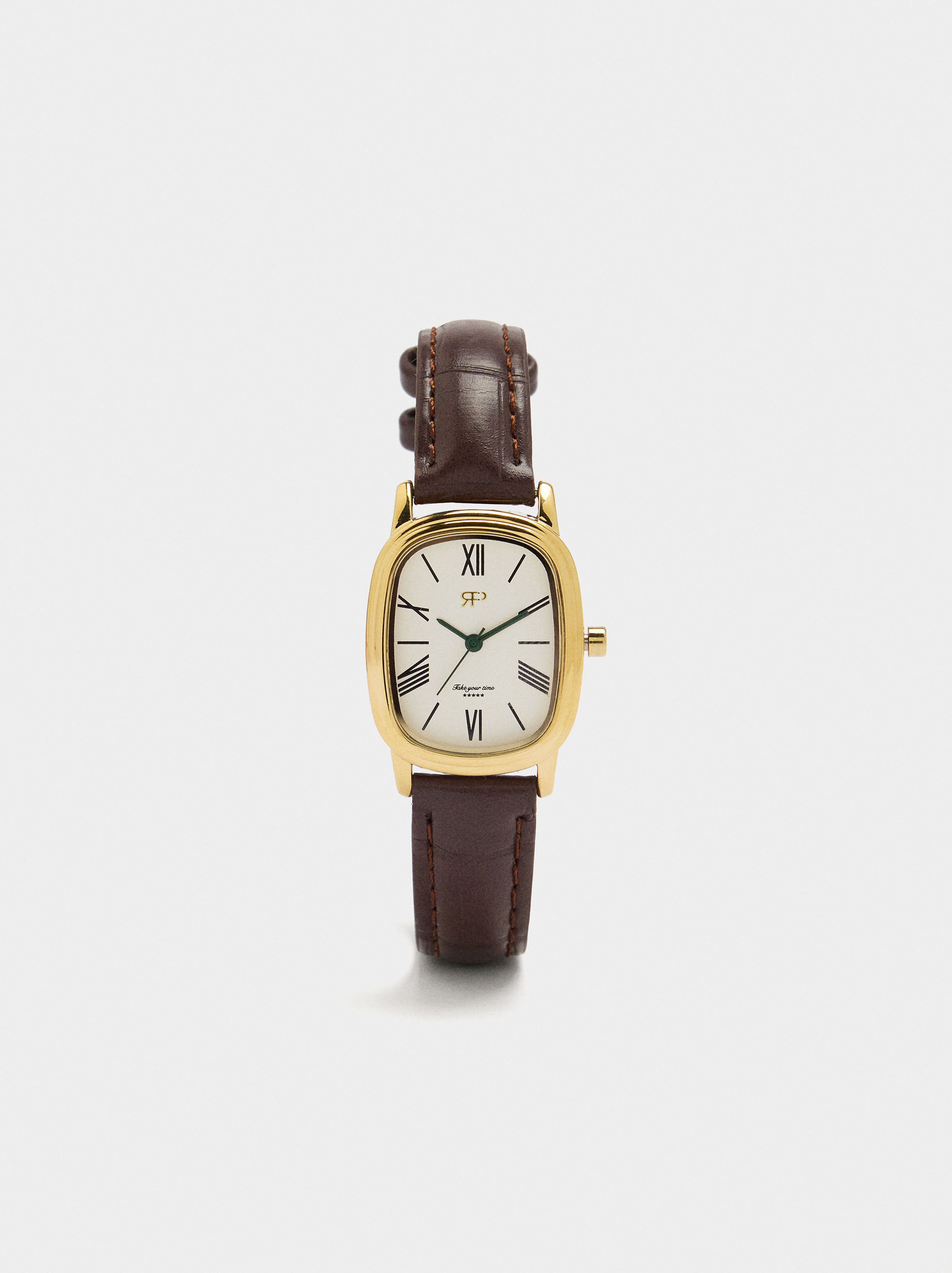 Quadratisches Armbanduhr mit Lederarmband