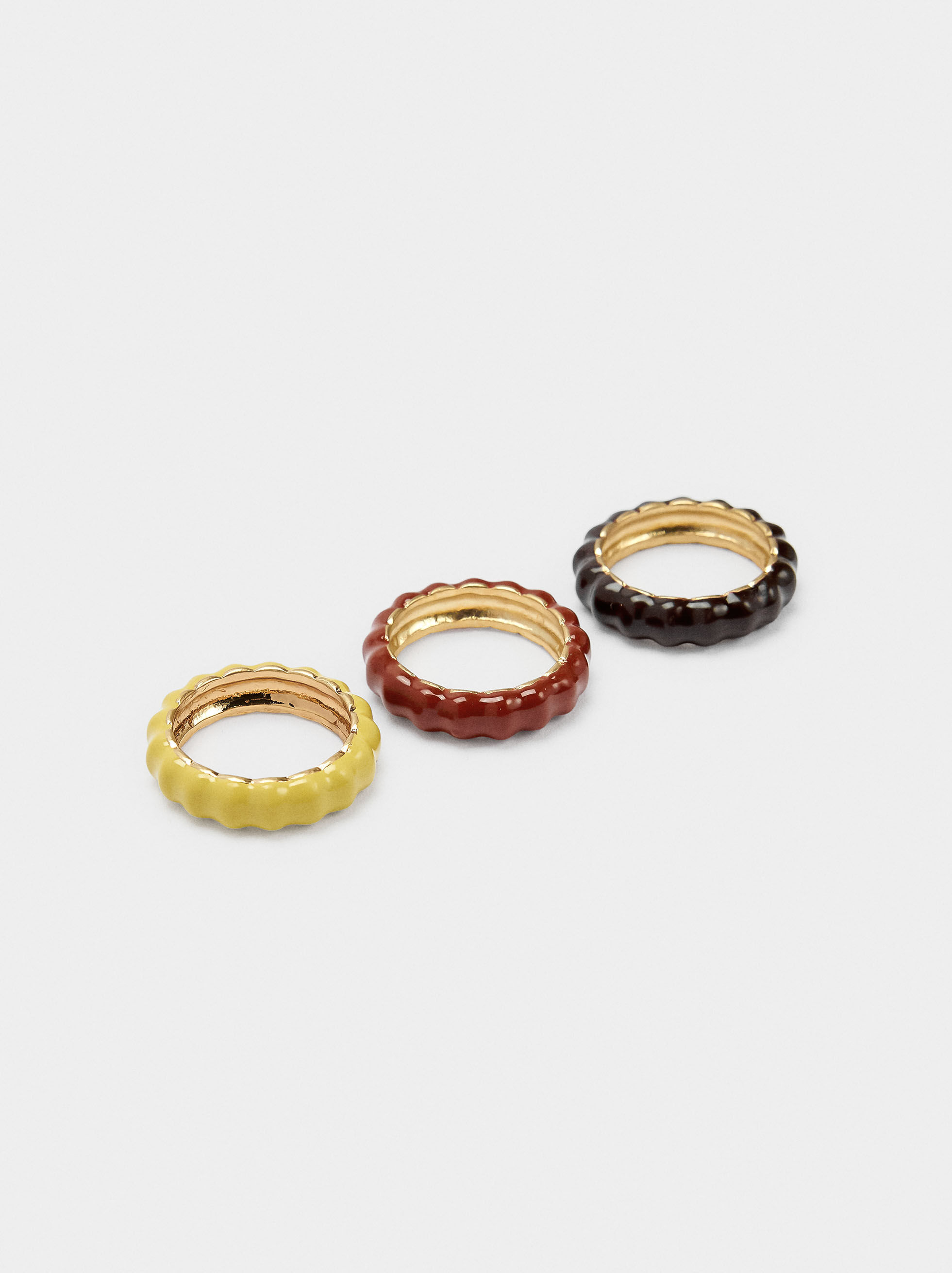 Ringset mit Wellen und Emaille