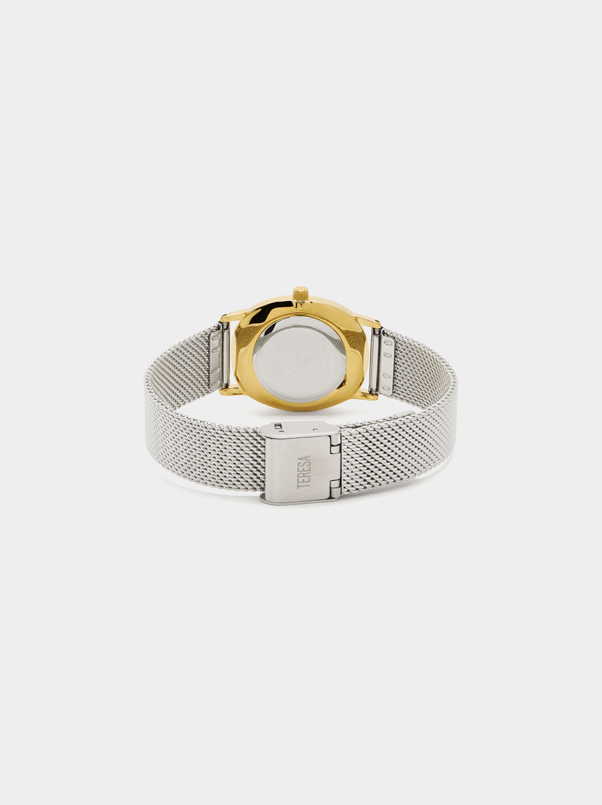 Ovaler Zweifarben-Uhren mit Metallarmband aus Edelstahl