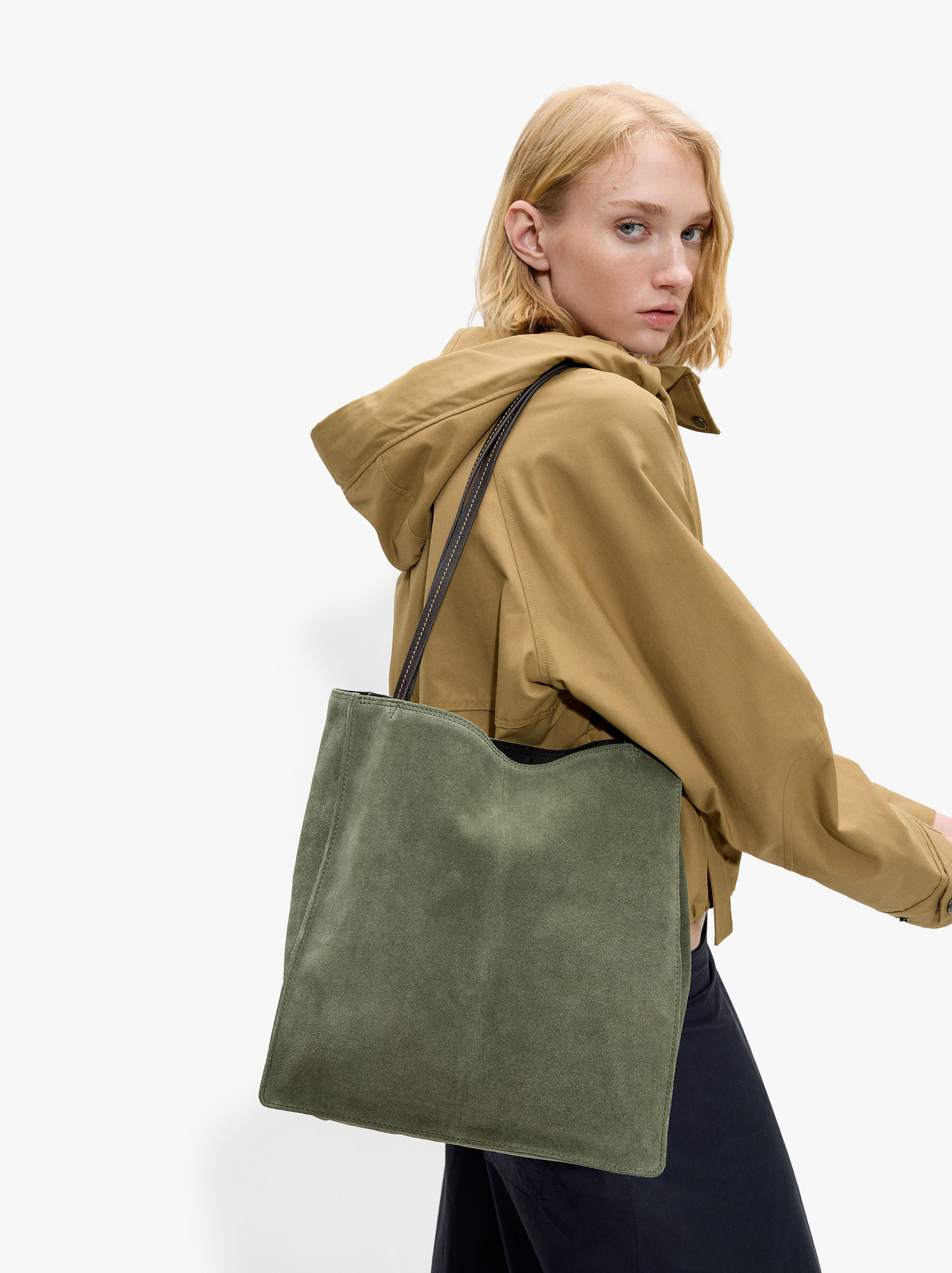 Rechteckige Lederhandtasche
