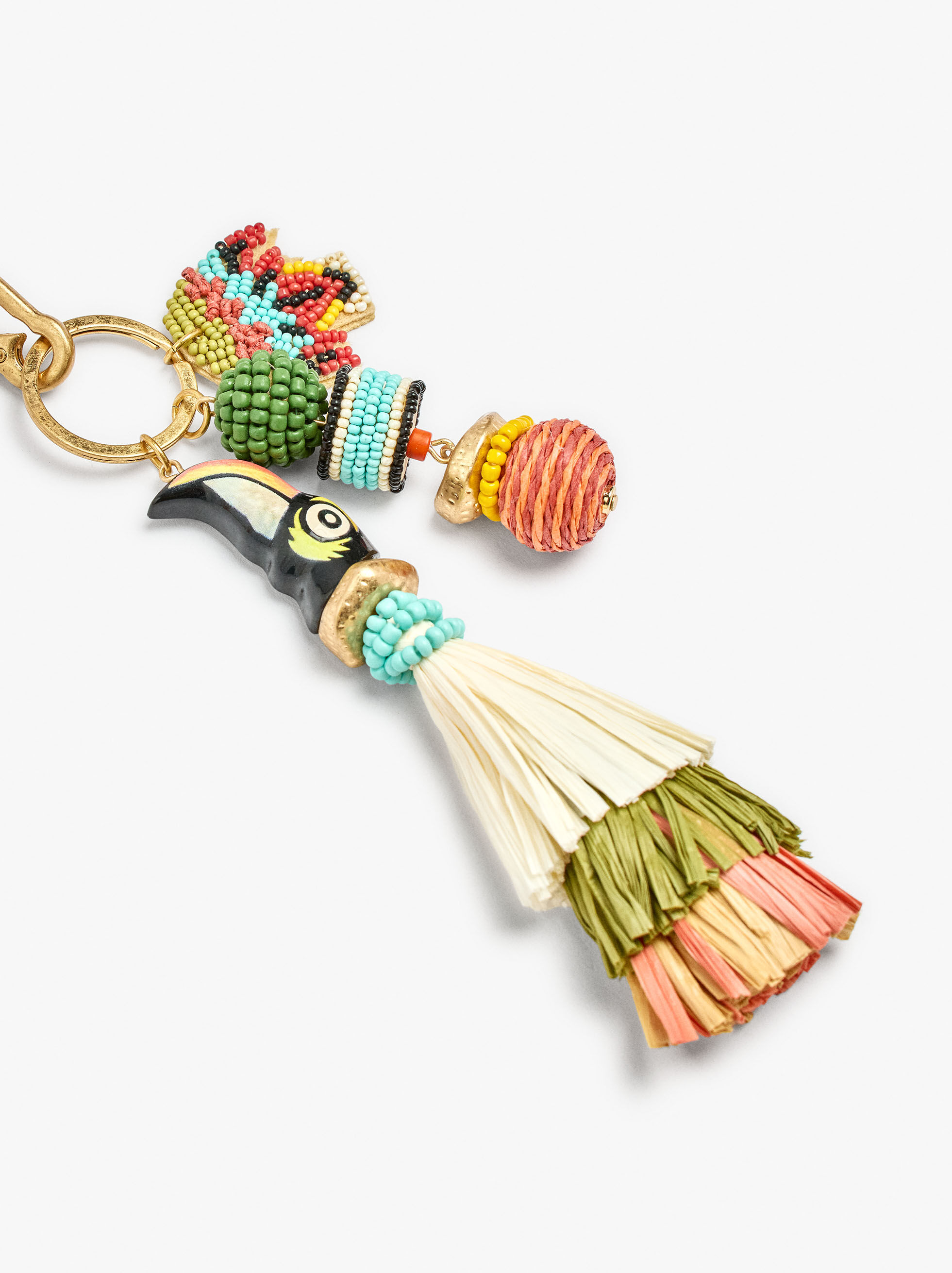 Schlüsselanhänger Charm Vogel mit Perlen