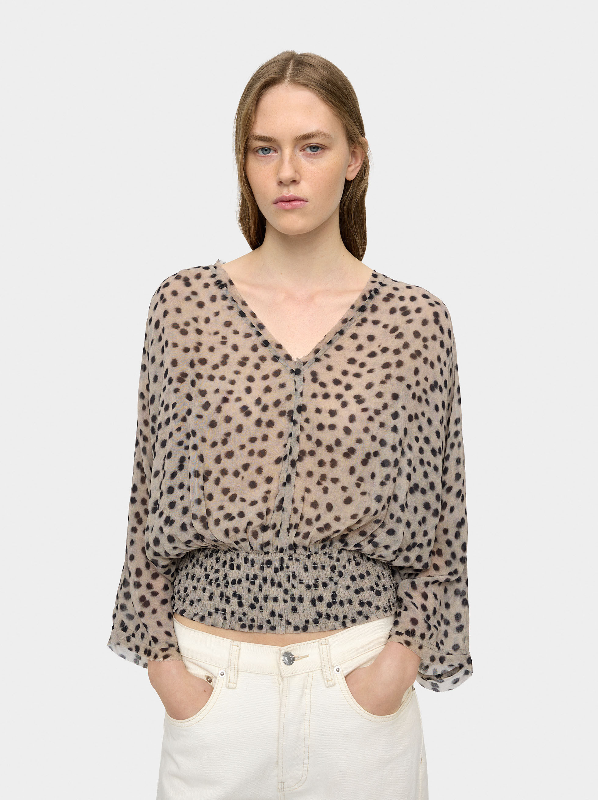 Fließende Bluse mit Gummizügen