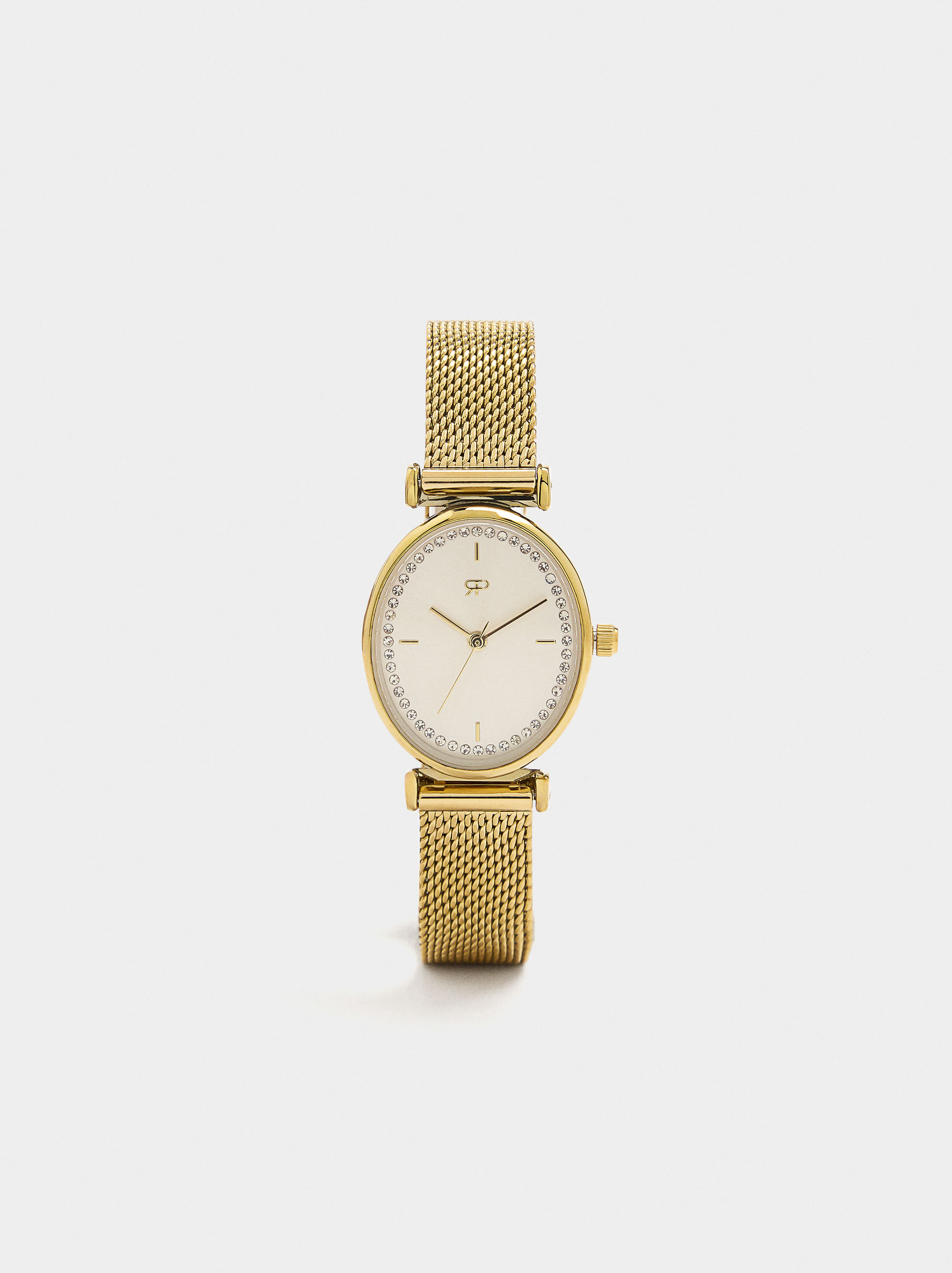 Ovaluhr mit Metallarmband aus Edelstahl