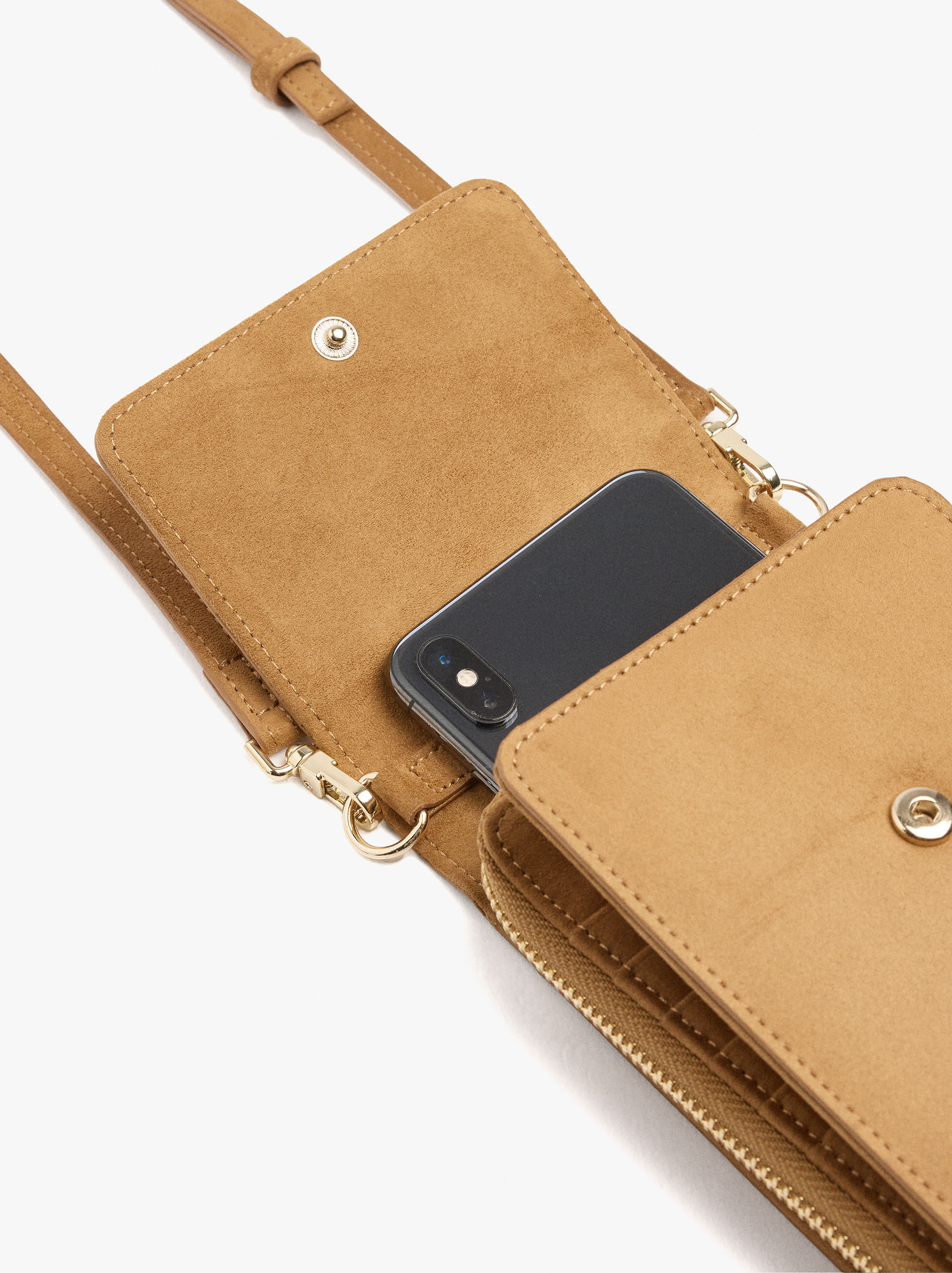 Handytasche aus Leder-Optik mit Klappverschluss