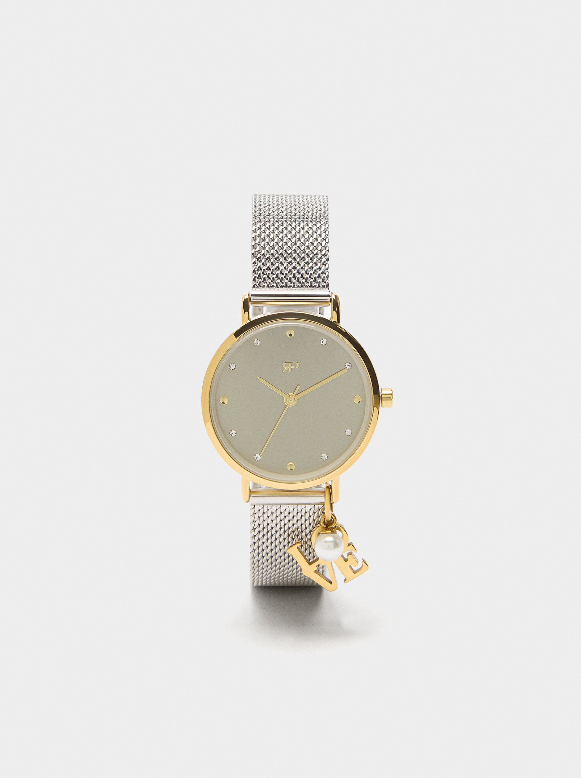 Bicoloruhr mit Metallarmband und Charme