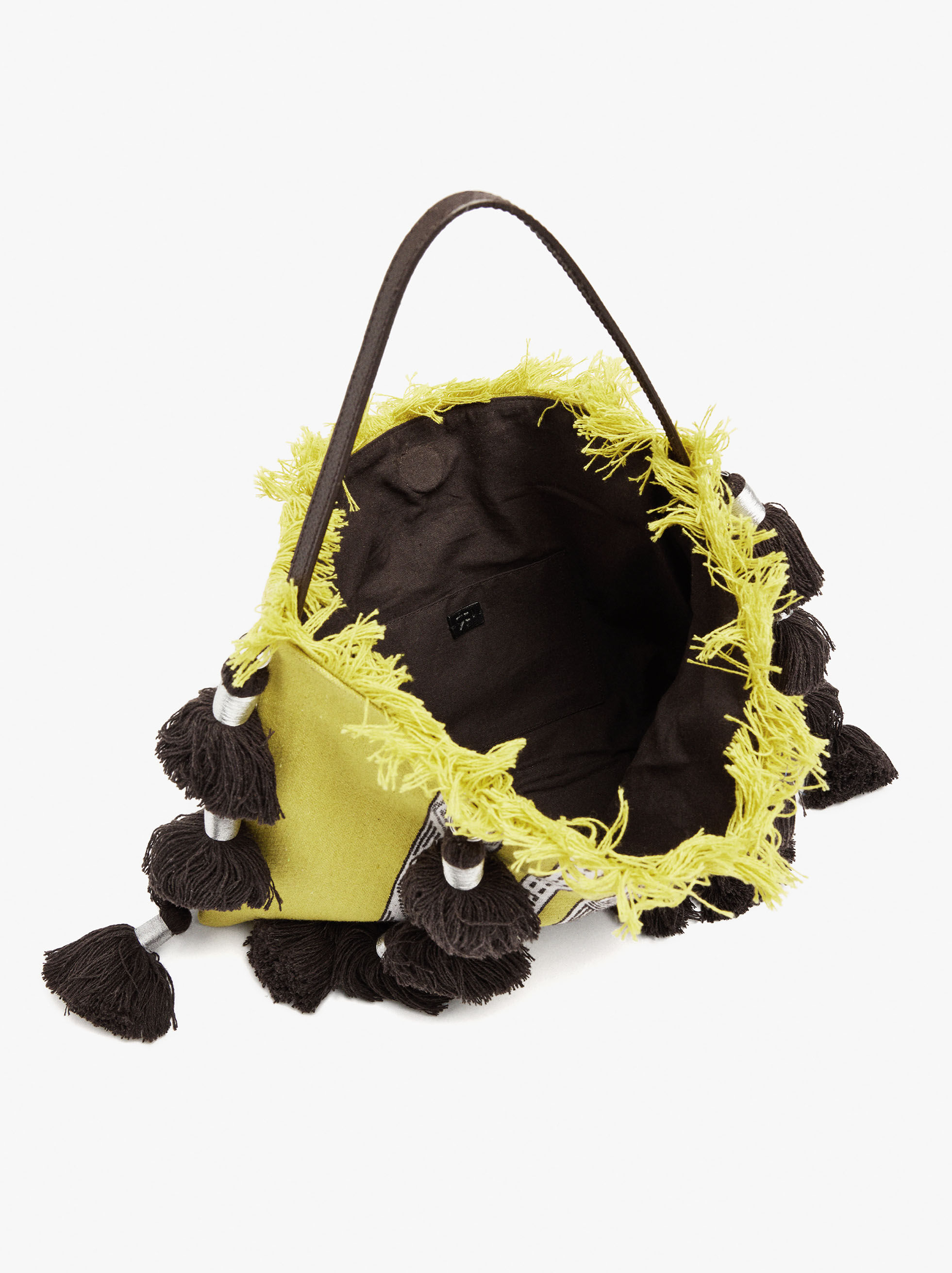 Handtasche aus Gewebe mit Quasten