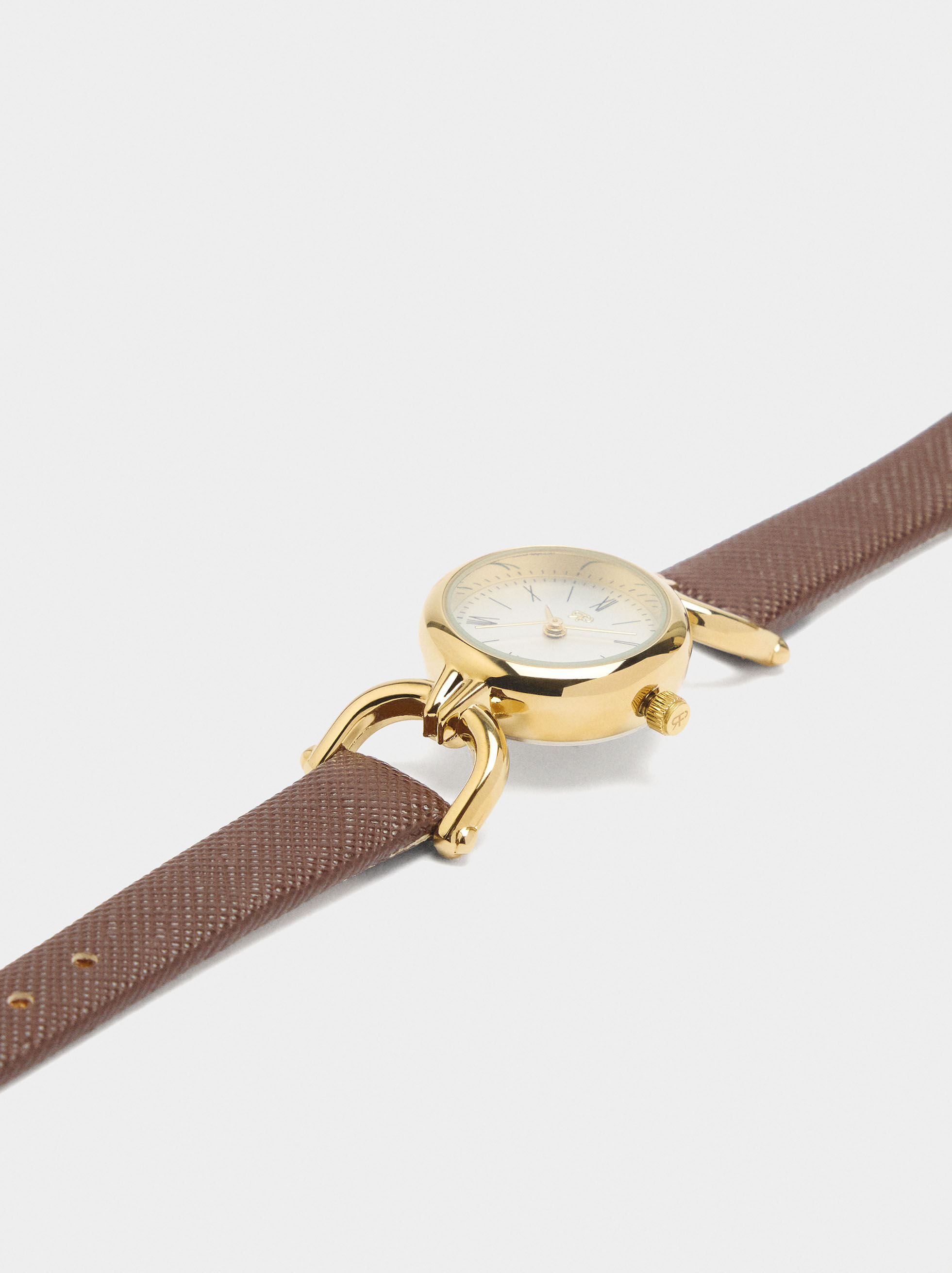 Runder Uhr mit texturiertem Armband