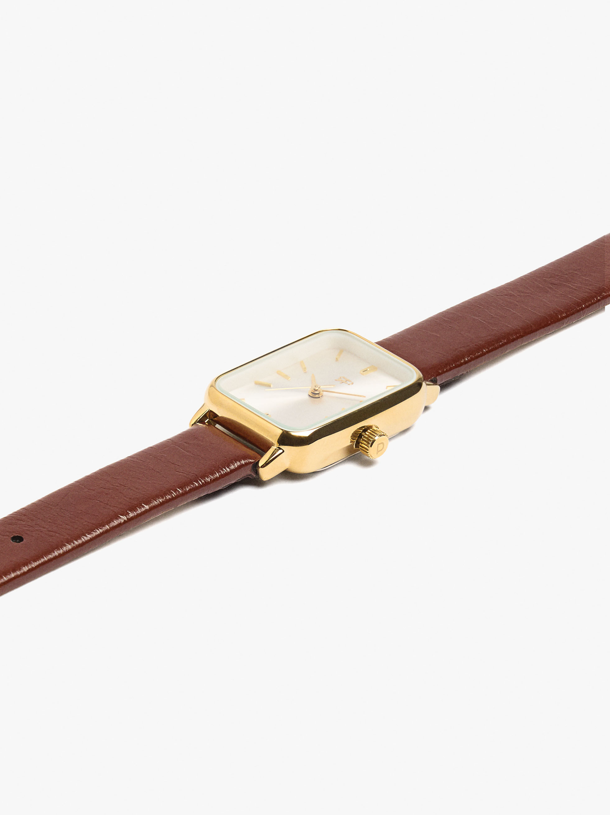 Quadratisches Armbanduhr mit Lederarmband