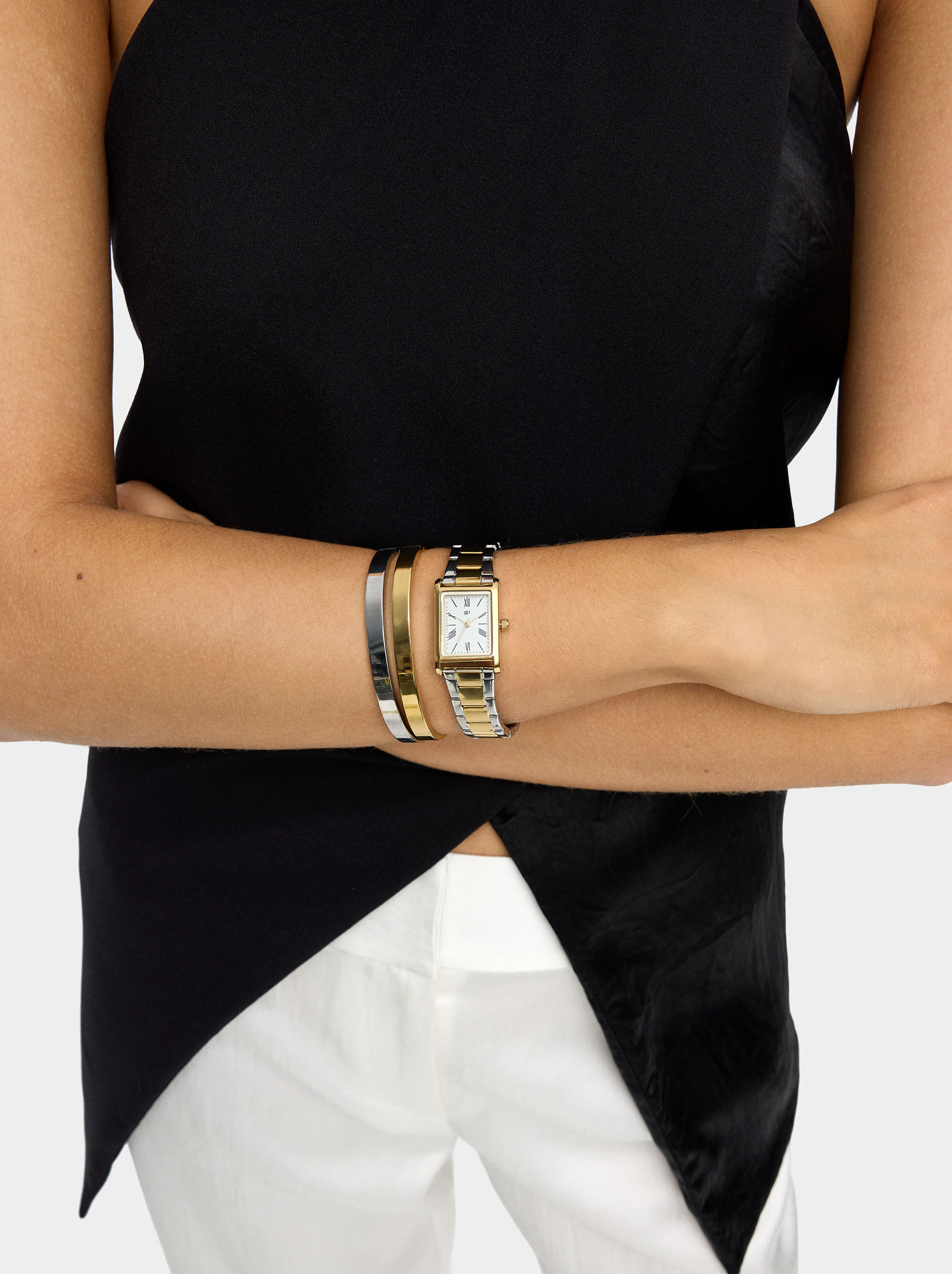 Set aus Uhr mit zweifarbigem Armband