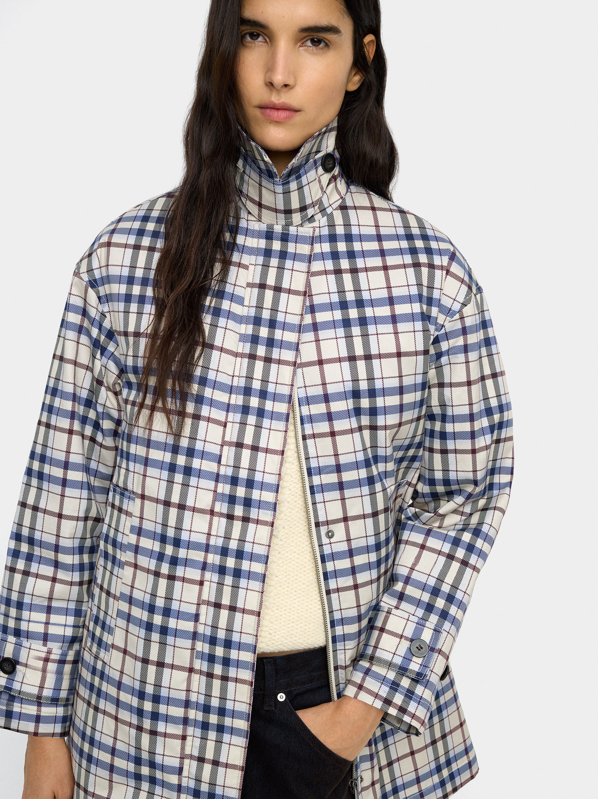 Wollparka mit quadratischem Muster