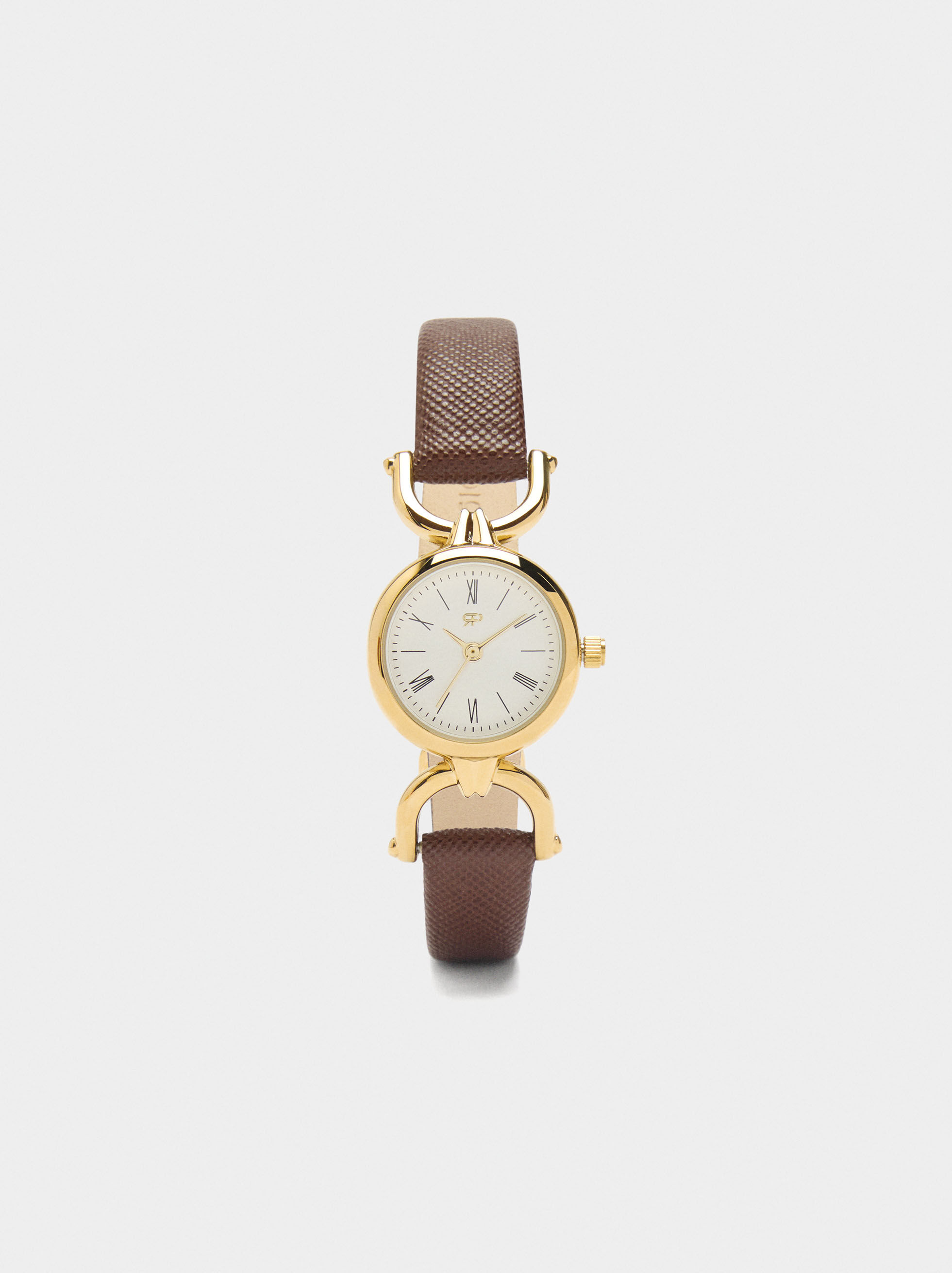 Runder Uhr mit texturiertem Armband